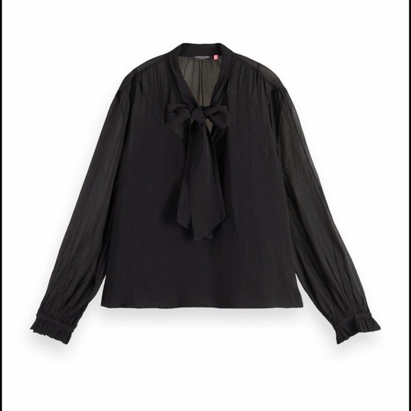 Scotch & Soda Tops - Scotch & Soda Black Bow Tie Blouse